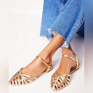 Boden Metallic Gold Strappy Sandals